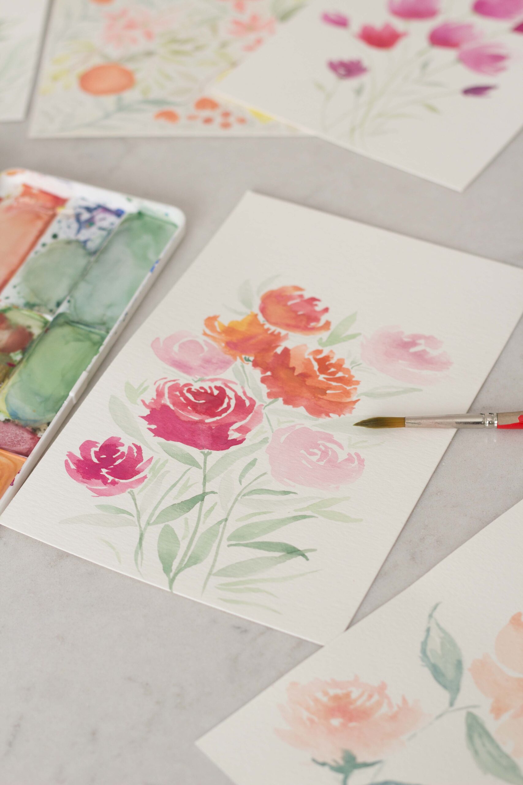 flowers watercolor workbook