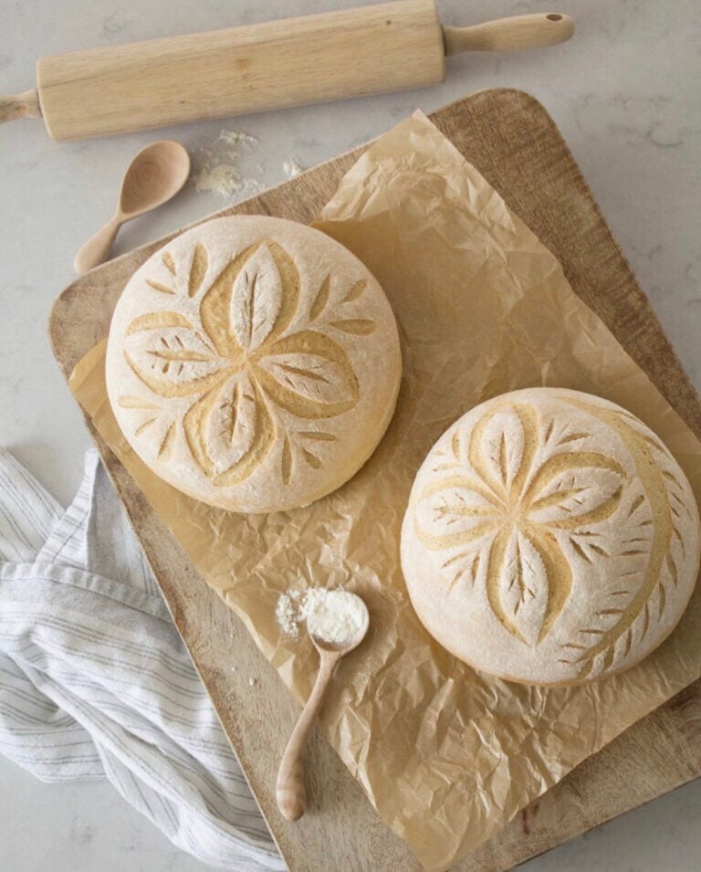 Homemade country bread loaf and how to score it: a step-by-step tutorial