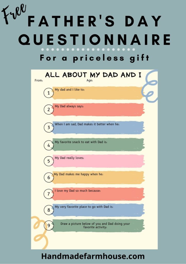 Father's Day questionnaire printable