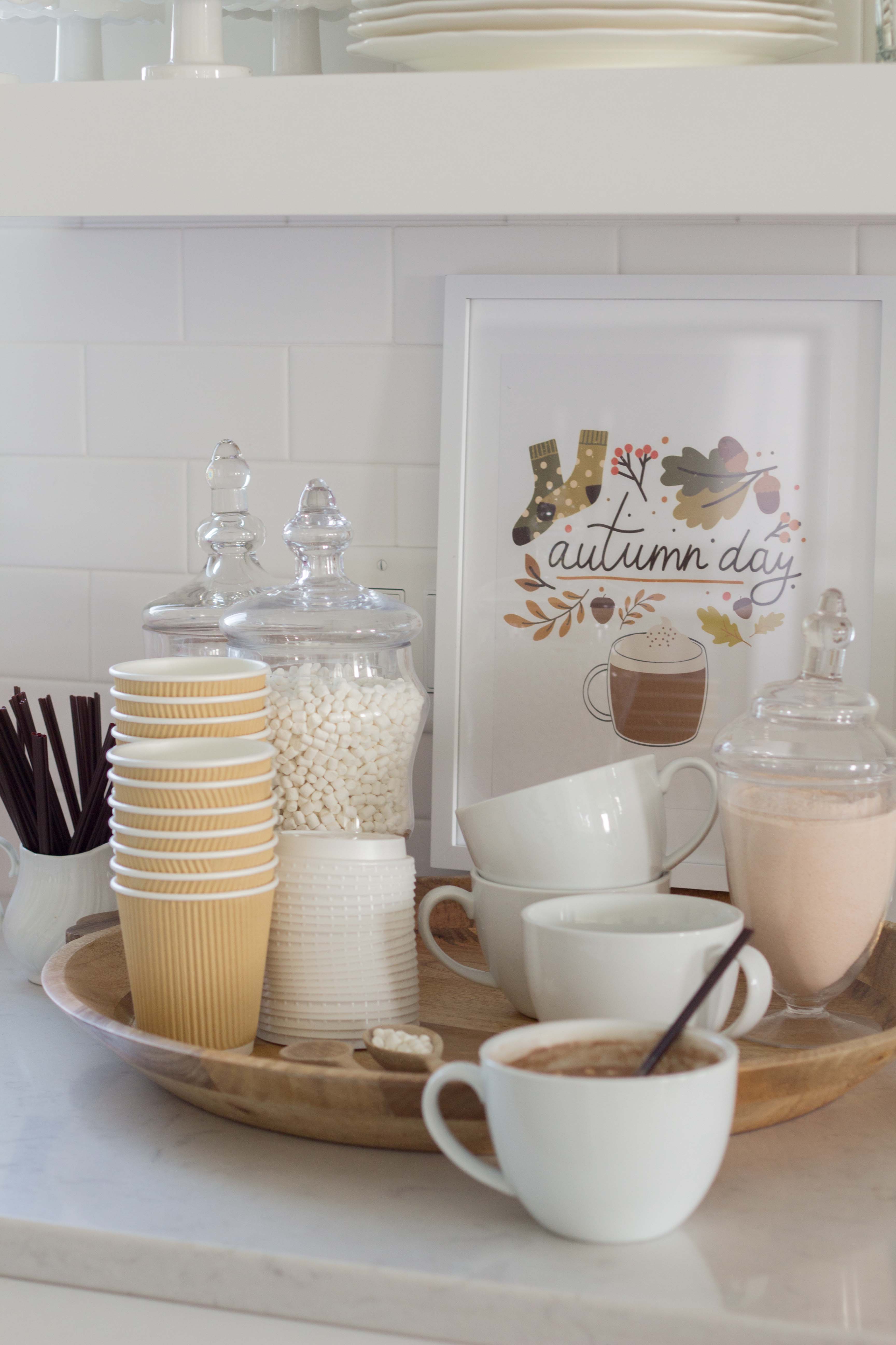 7 Inexpensive or Free Fall Decor Ideas autumn drink station hot cocoa station
