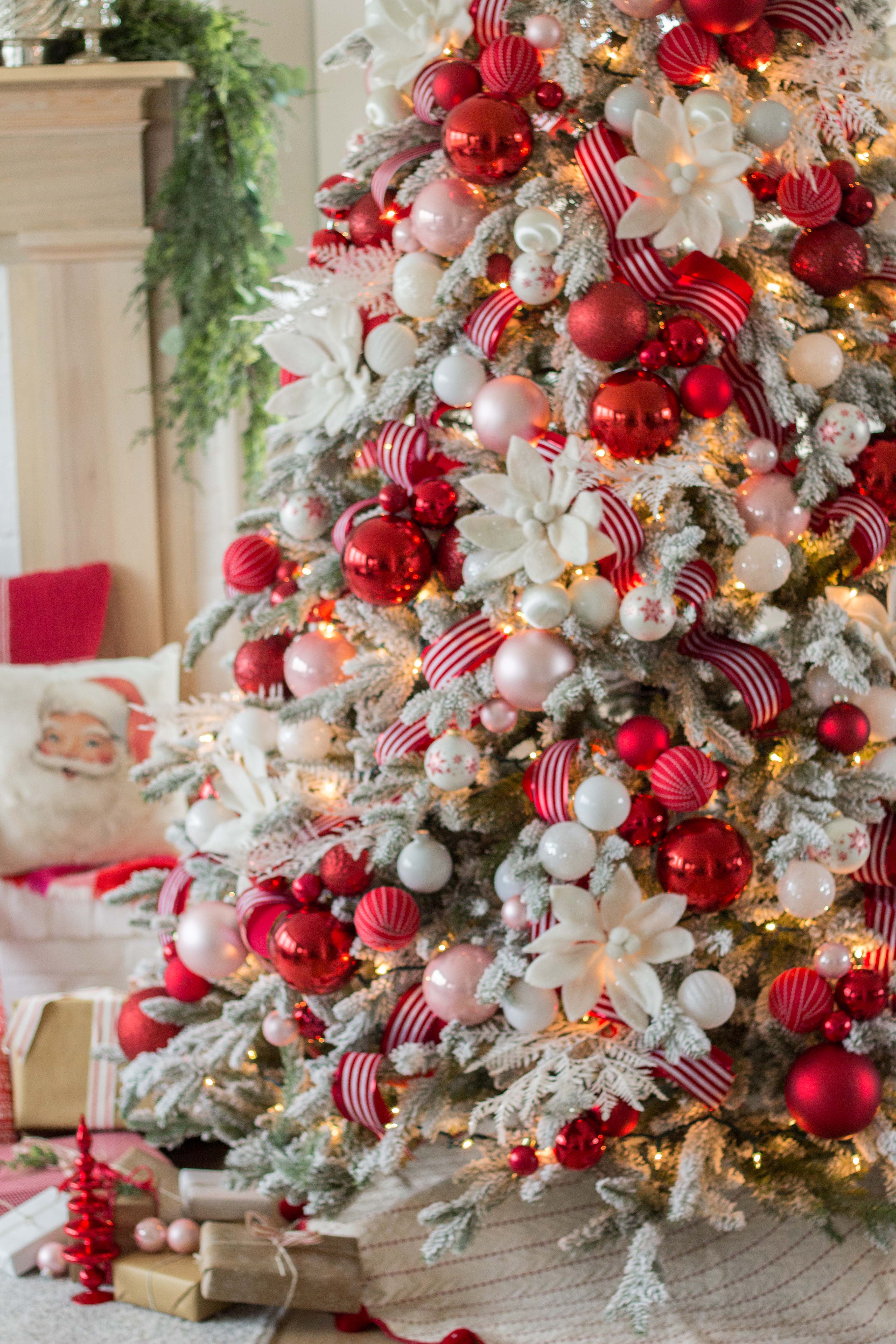 Red and White Christmas Tree - Decorating Ideas  Christmas tree, White christmas  tree decorations, Christmas tree decorating themes