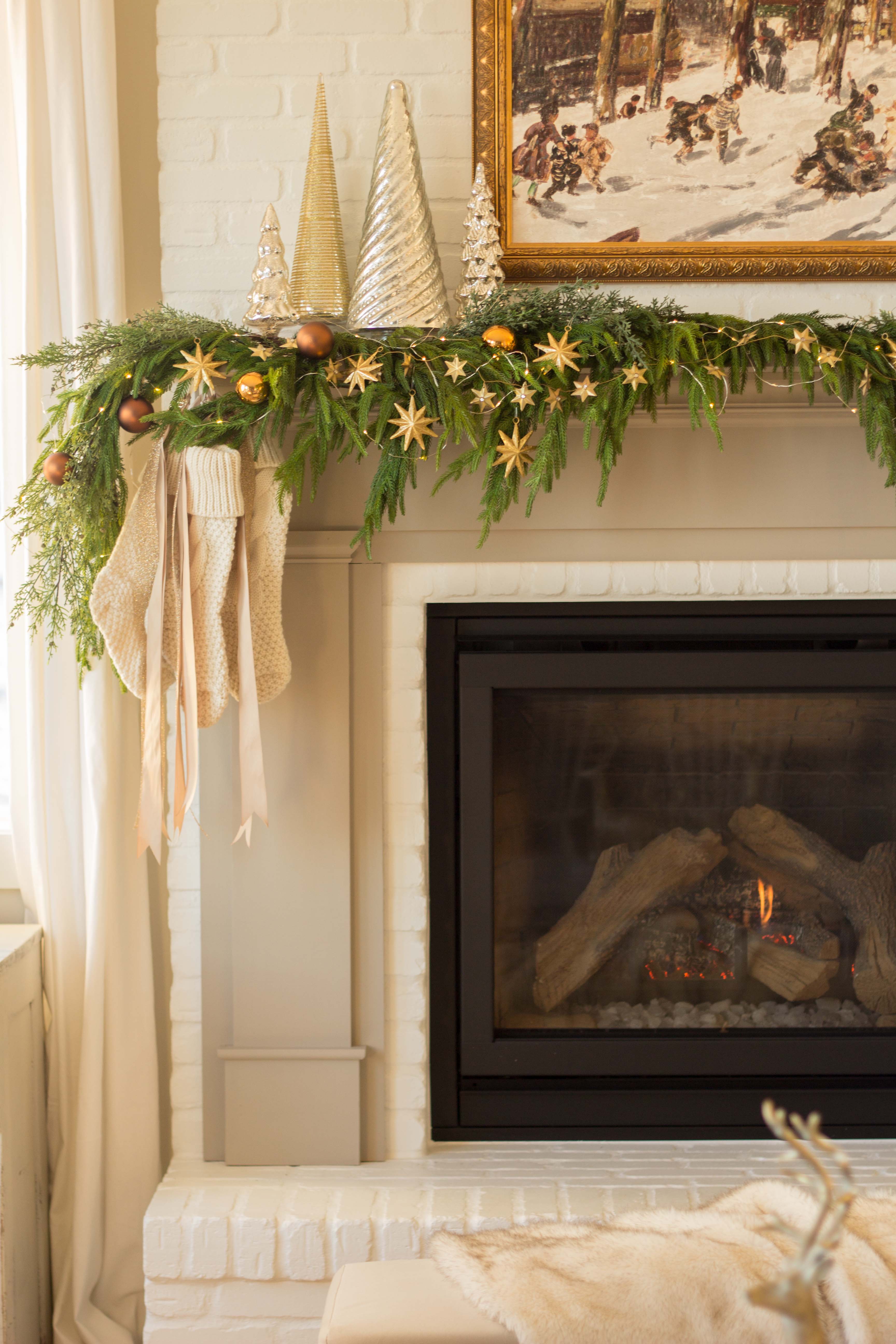 Red and White Christmas Mantel - Handmade Farmhouse