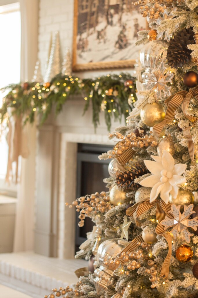 Bronze and Gold Christmas Mantel Handmade Farmhouse