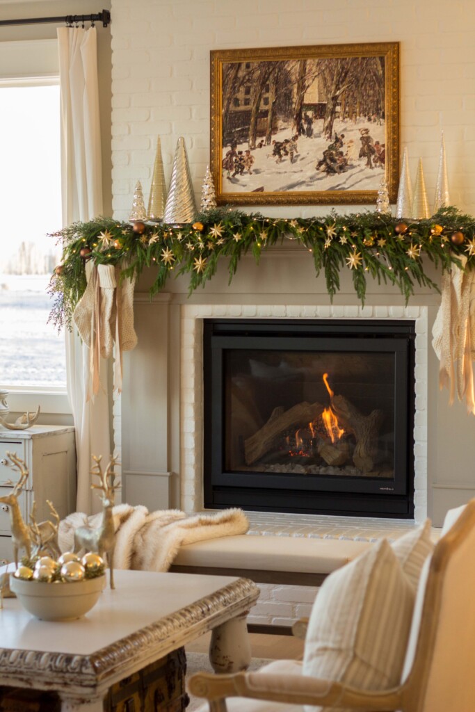 Bronze and Gold Christmas Mantel - Handmade Farmhouse