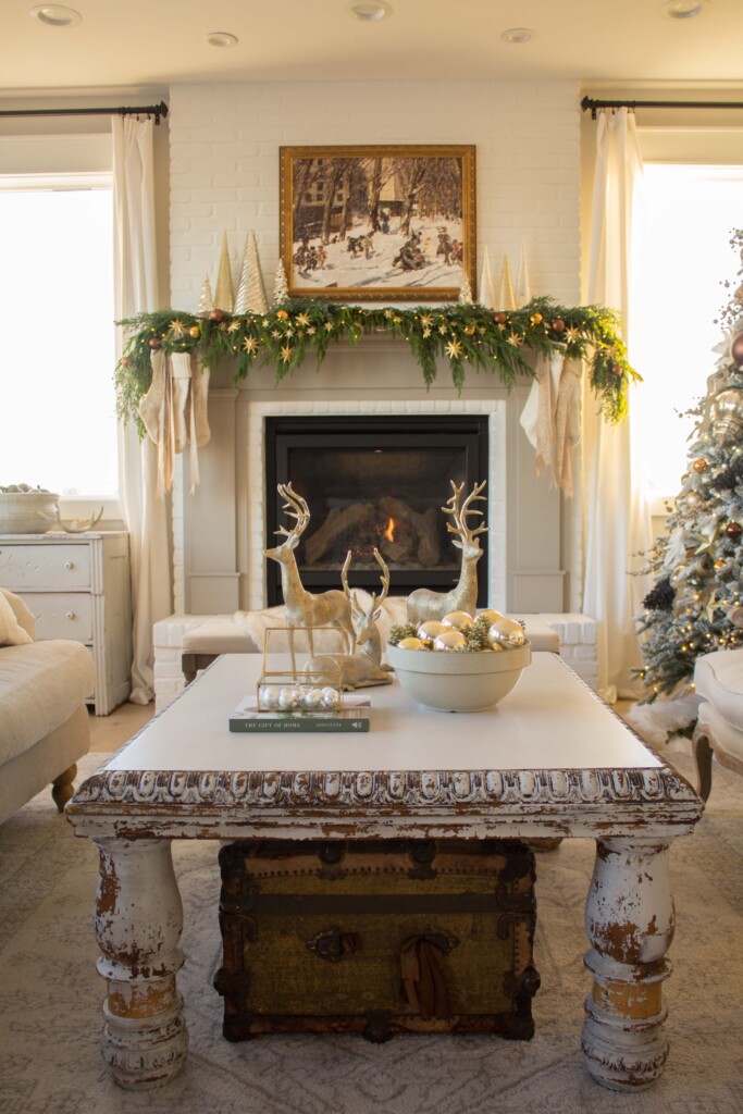 Bronze and Gold Christmas Mantel - Handmade Farmhouse