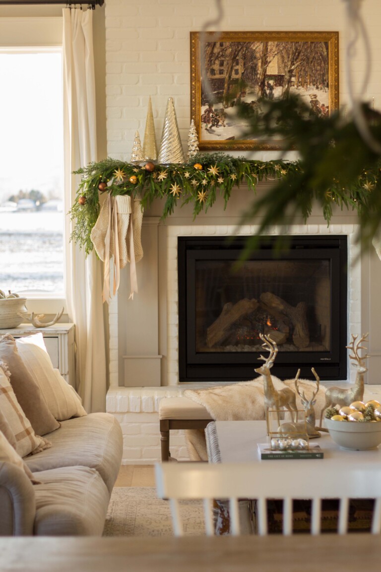 Bronze and Gold Christmas Mantel - Handmade Farmhouse