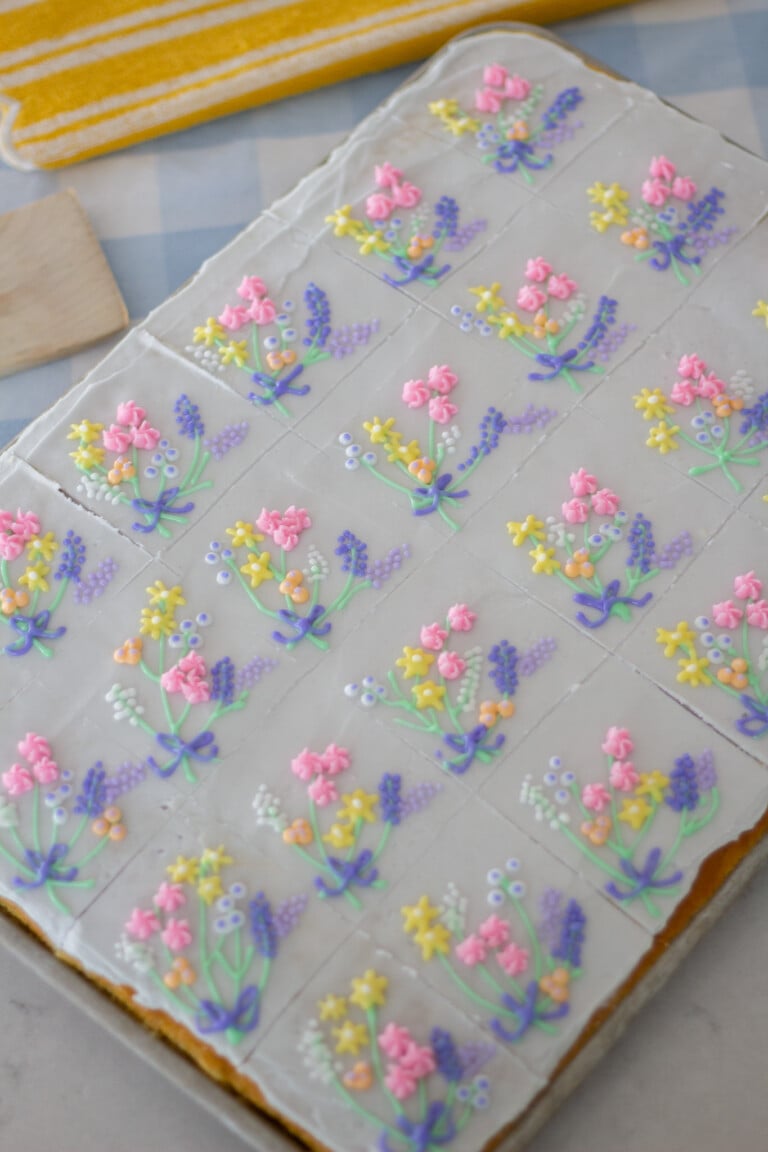 Easy Lemon Buttercream Floral Sheet Cake