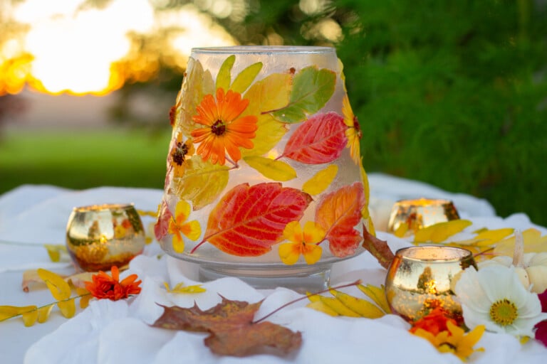 DIY Fall Pressed Leaf Lantern