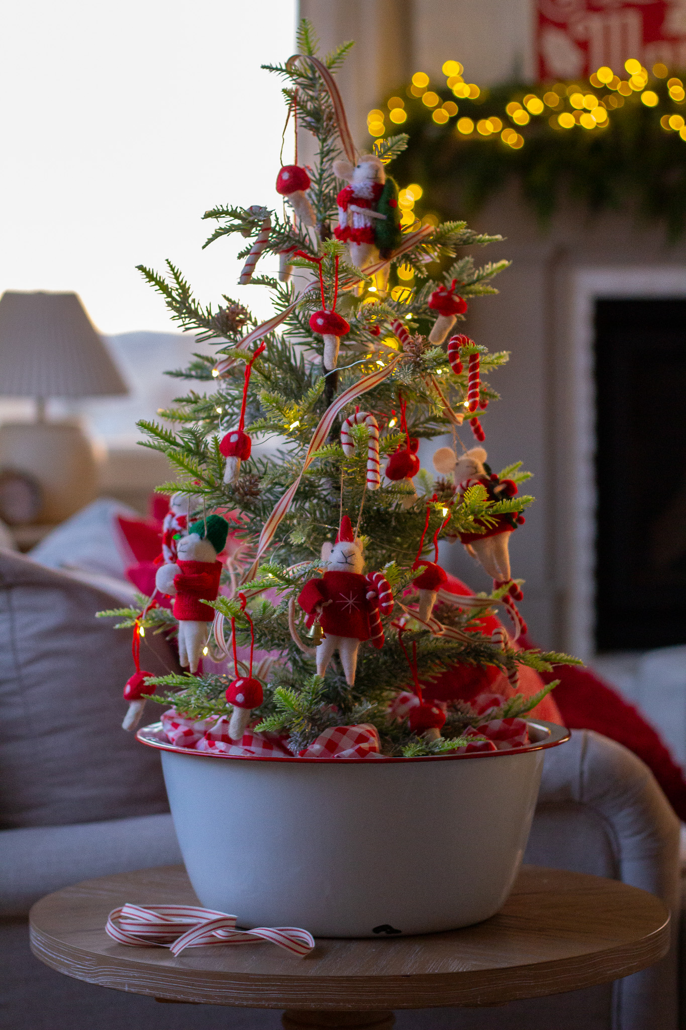 Cozy Tabletop Mushroom Christmas Tree