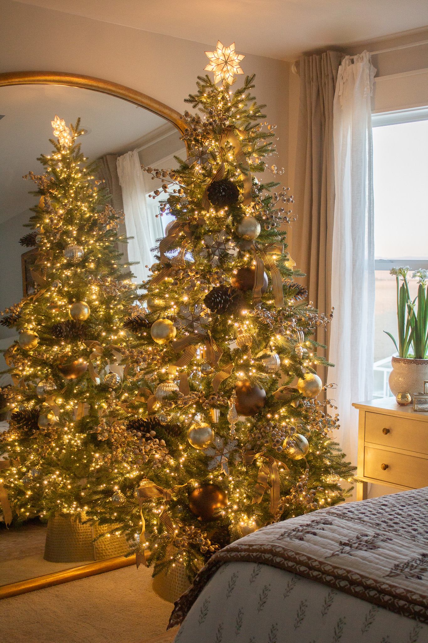 Cozy Neutral Christmas Bedroom