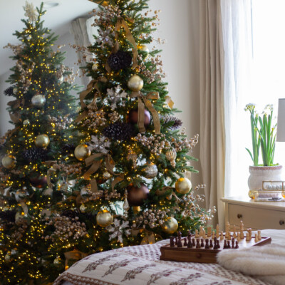 Cozy Neutral Christmas Bedroom