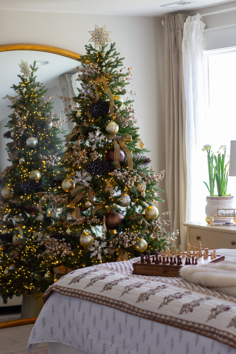 Cozy Neutral Christmas Bedroom