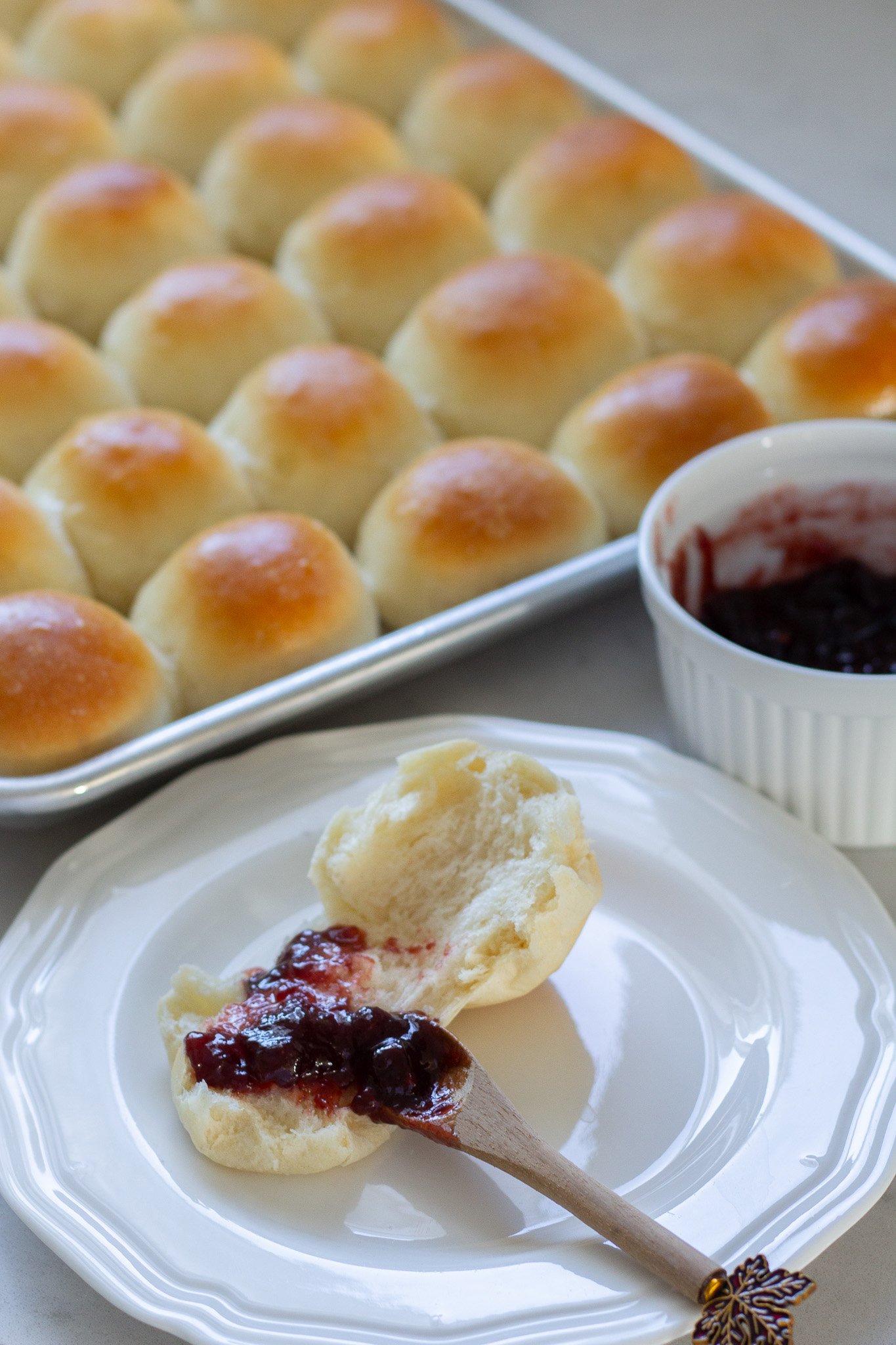 Easy Holiday Dinner Rolls with jam